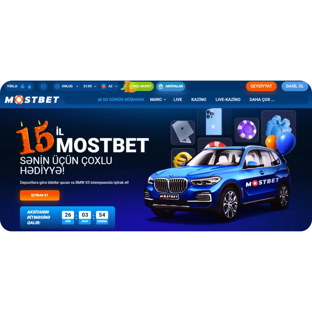 Mostbet-in 15 illik yubileyini qeyd edin və möhtəşəm hədiyyələr qazanın!